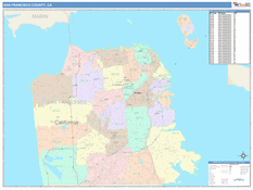 San Francisco County, CA Digital Map Color Cast Style